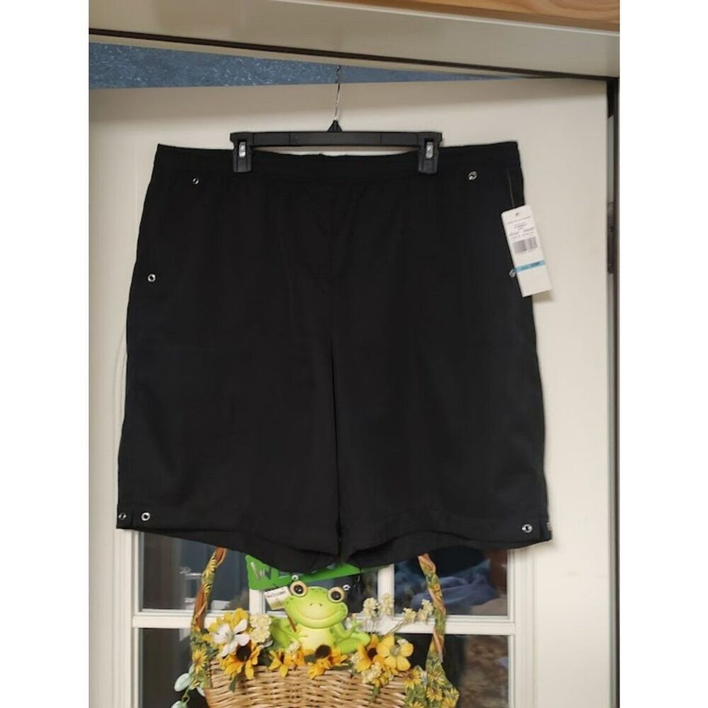 New Alfred Dunner Classic Black Pull On Elastic Waist Shorts Size Women's 20W